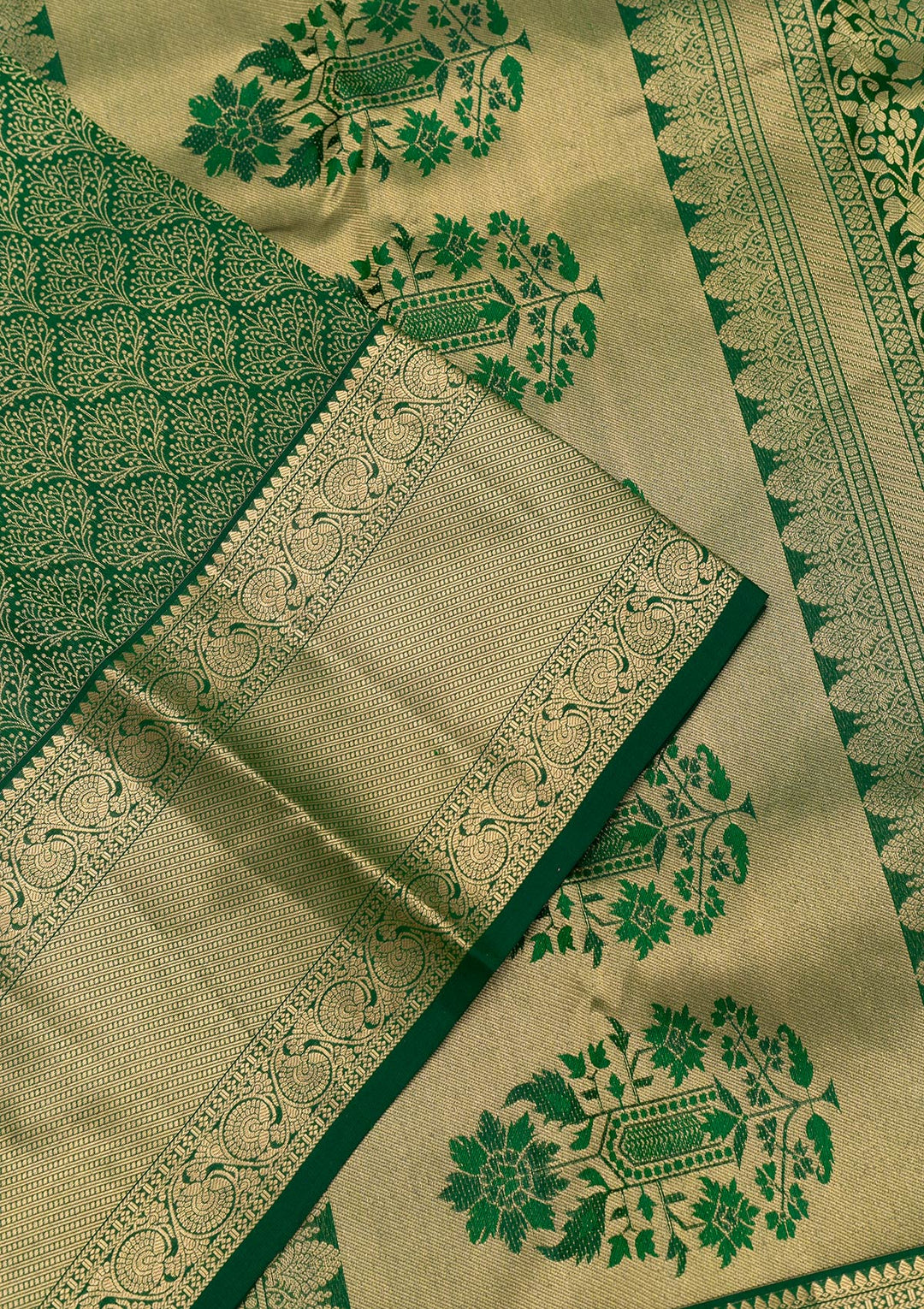 Green Zariwork Pure Silk Saree-Koskii