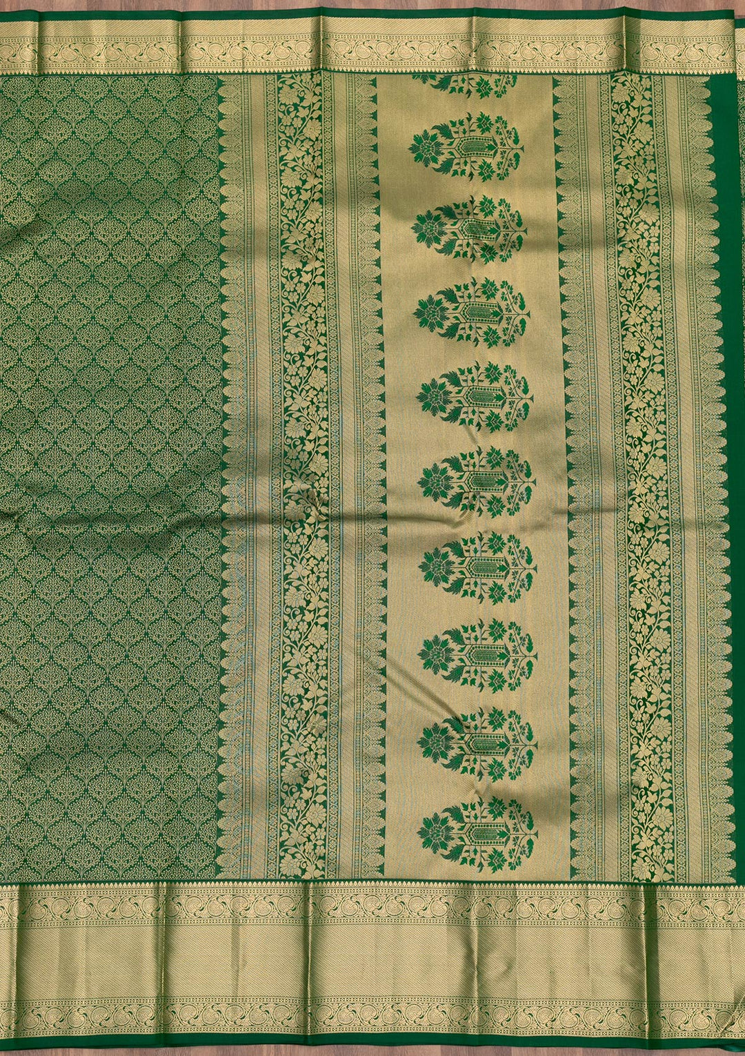 Green Zariwork Pure Silk Saree-Koskii
