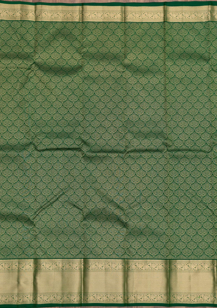 Green Zariwork Pure Silk Saree-Koskii