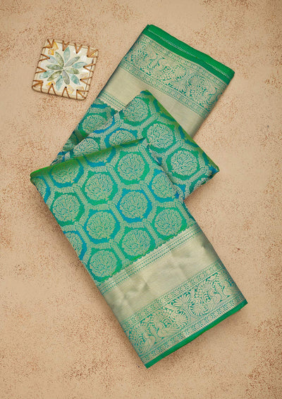 Green Zariwork Pure Silk Saree-Koskii