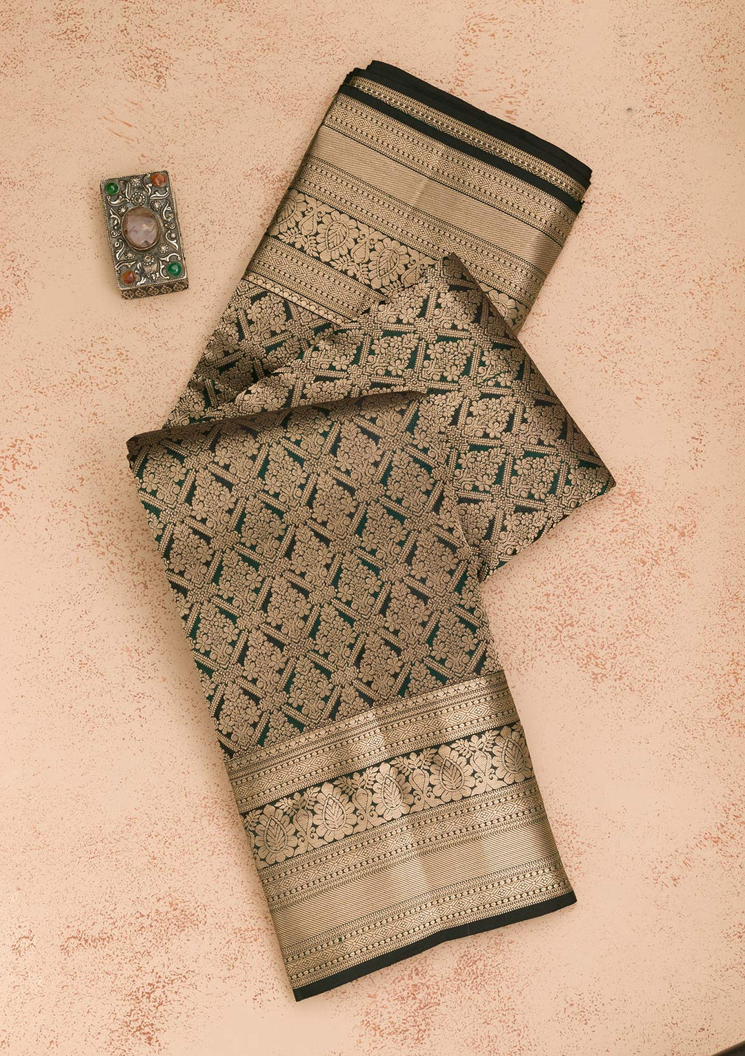 Green Zariwork Pure Silk Saree-Koskii