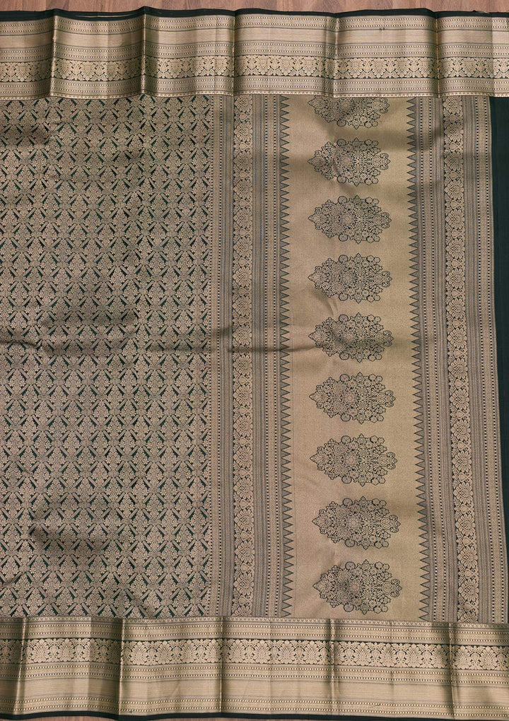 Green Zariwork Pure Silk Saree-Koskii