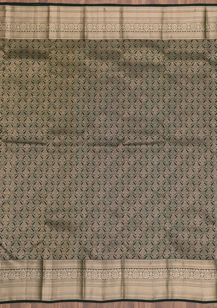 Green Zariwork Pure Silk Saree-Koskii