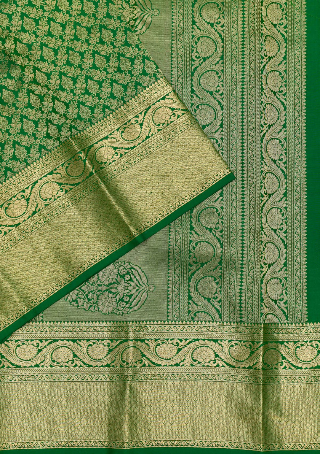 Green Zariwork Pure Silk Saree-Koskii