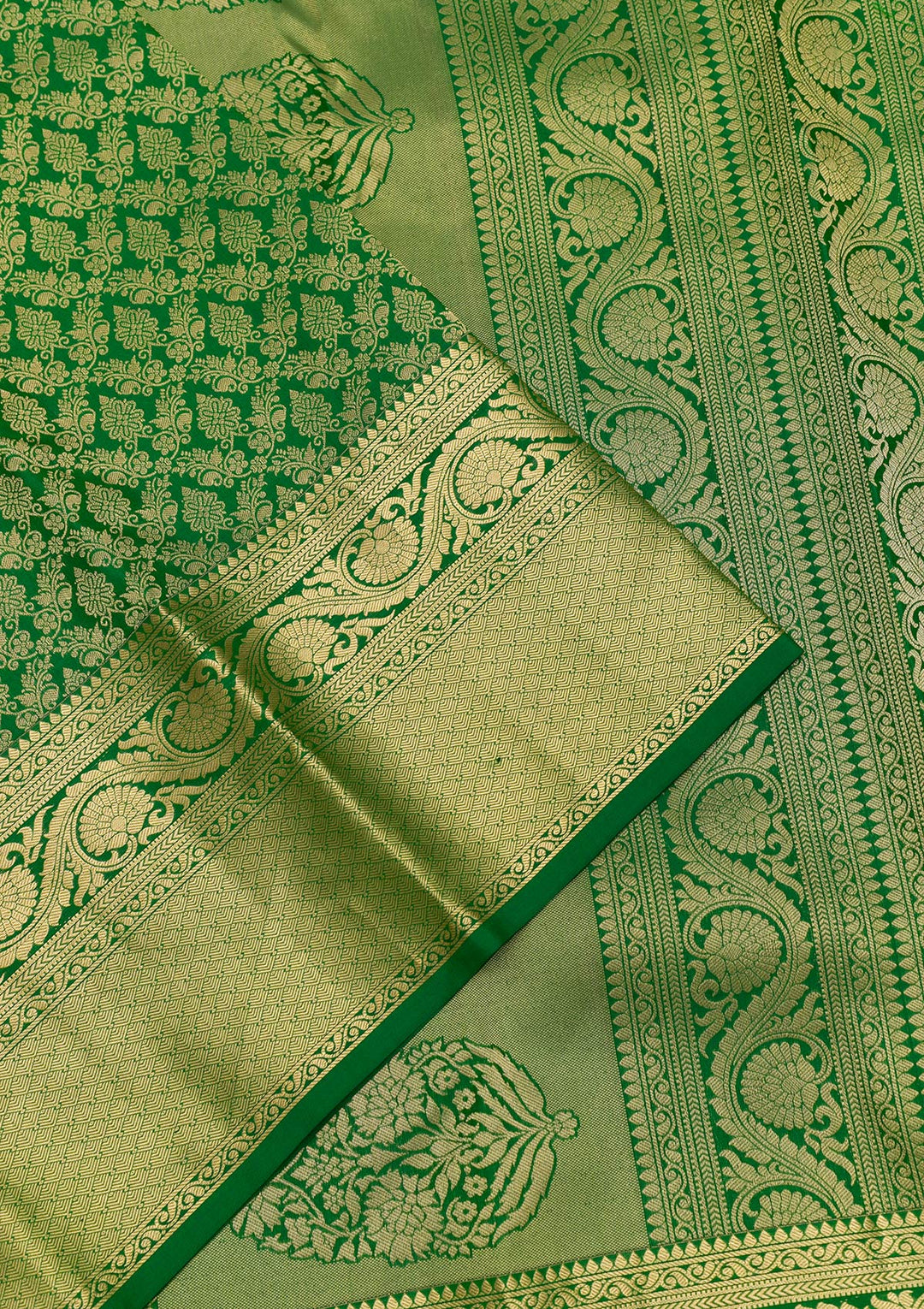 Green Zariwork Pure Silk Saree-Koskii