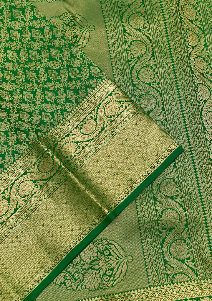 Green Zariwork Pure Silk Saree-Koskii