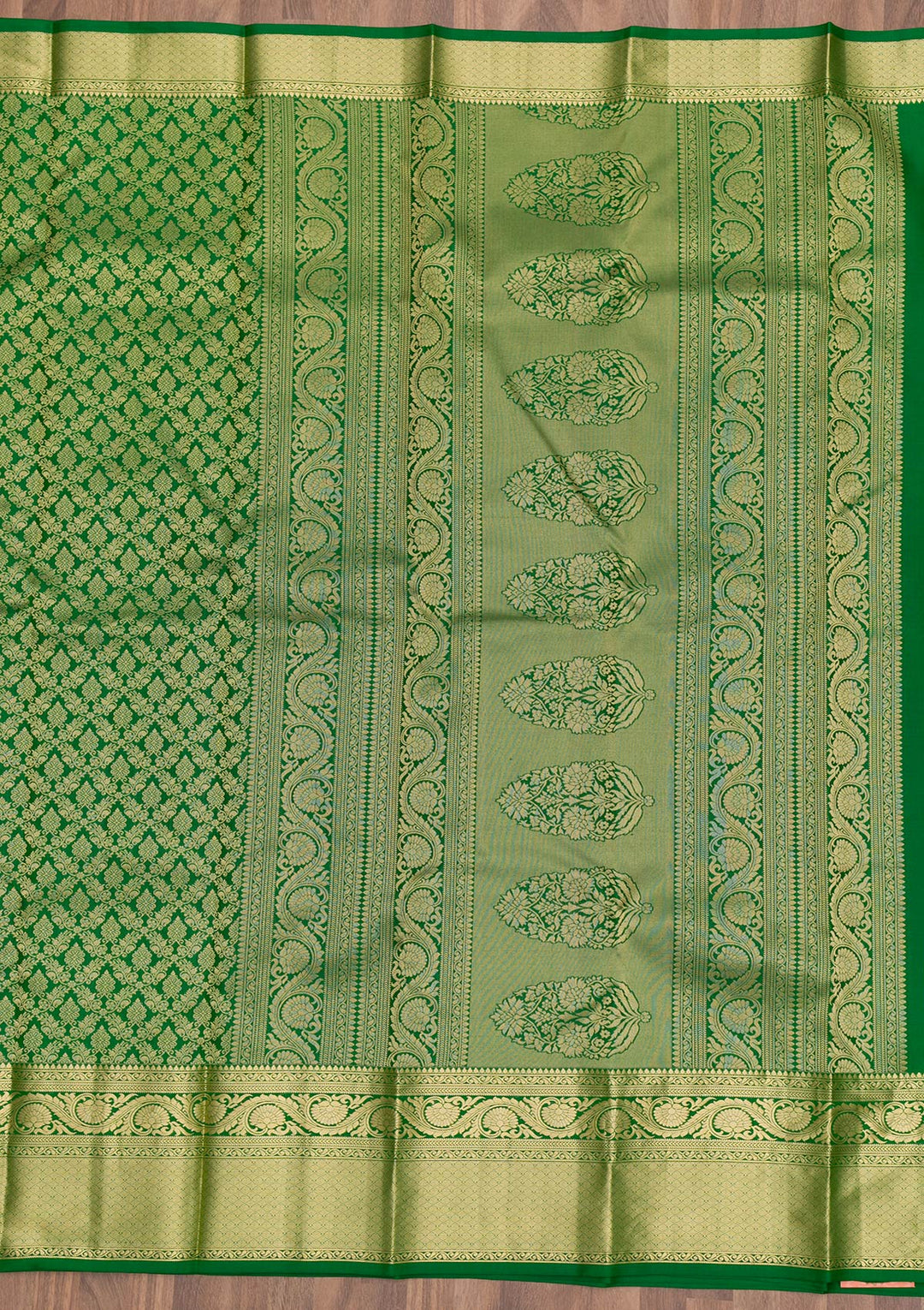Green Zariwork Pure Silk Saree-Koskii