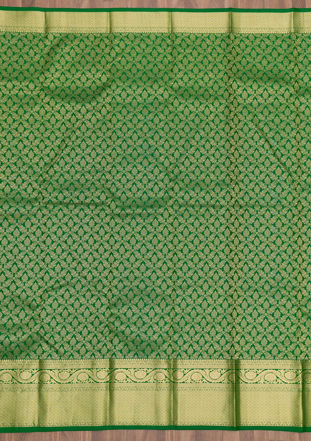 Green Zariwork Pure Silk Saree-Koskii
