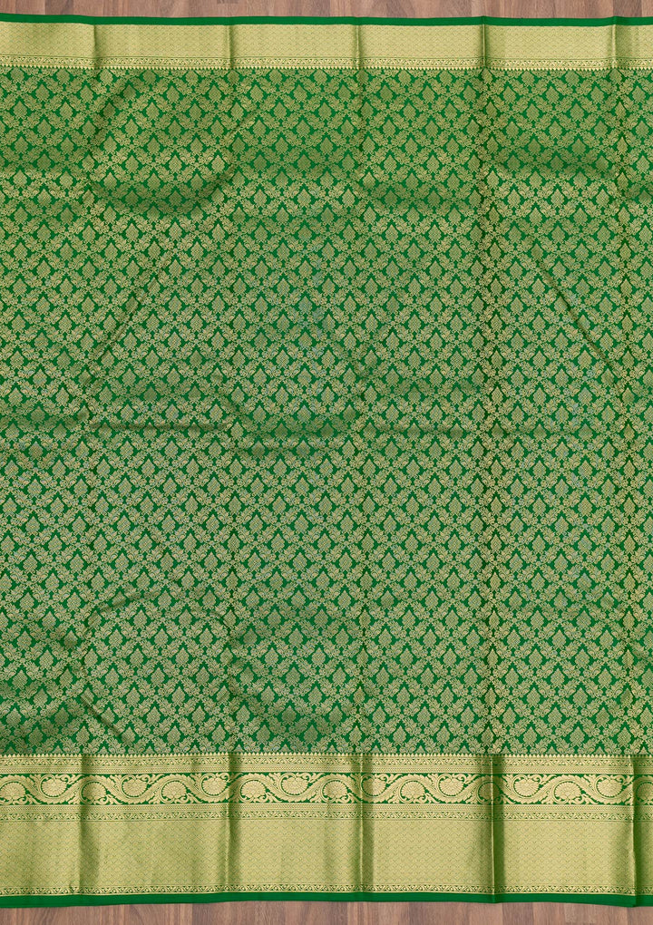 Green Zariwork Pure Silk Saree-Koskii