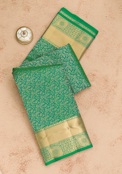 Green Zariwork Pure Silk Saree-Koskii