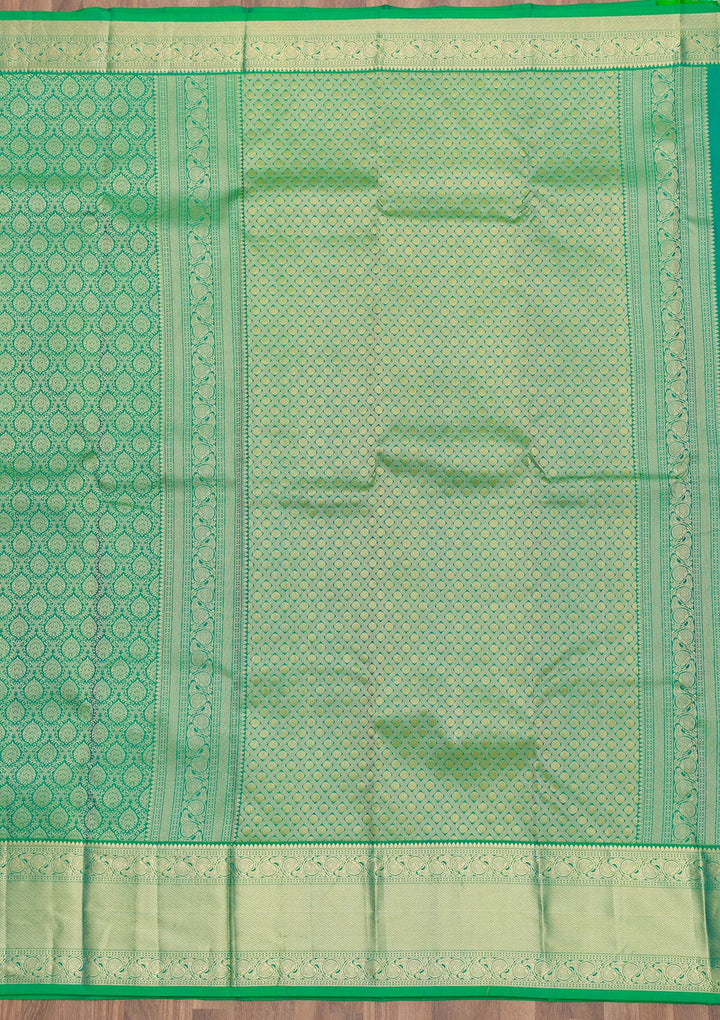 Green Zariwork Pure Silk Saree-Koskii