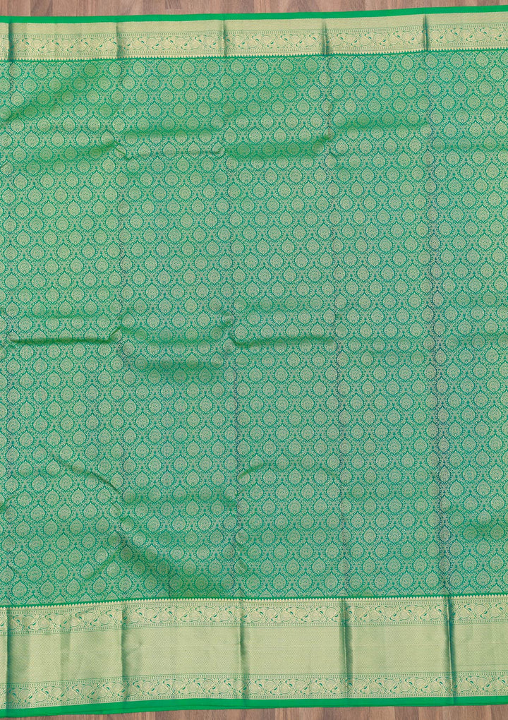 Green Zariwork Pure Silk Saree-Koskii
