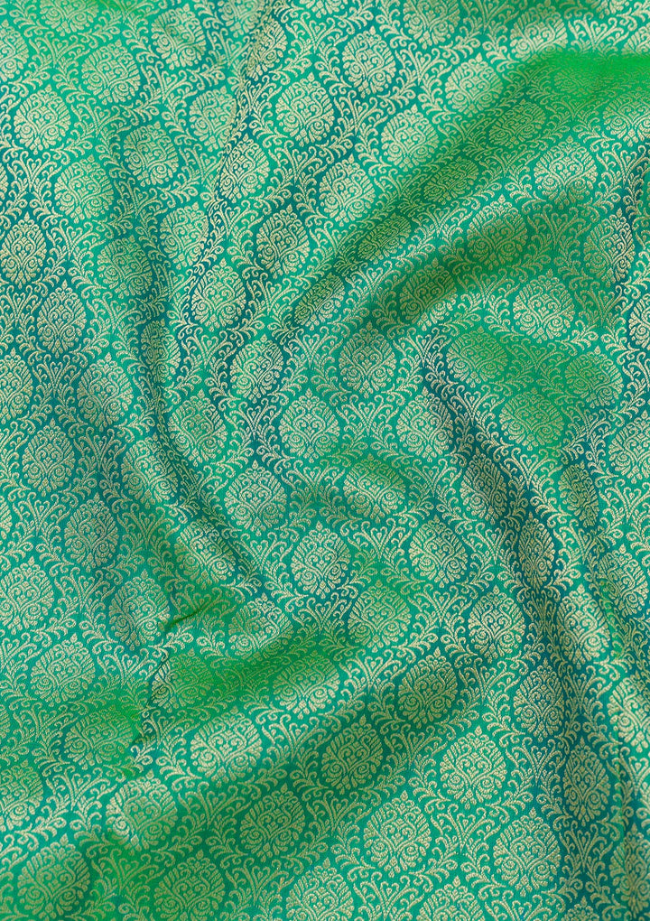 Green Zariwork Pure Silk Saree-Koskii