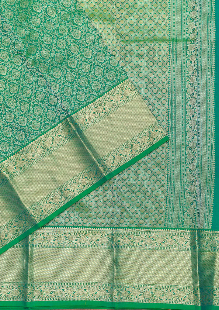 Green Zariwork Pure Silk Saree-Koskii