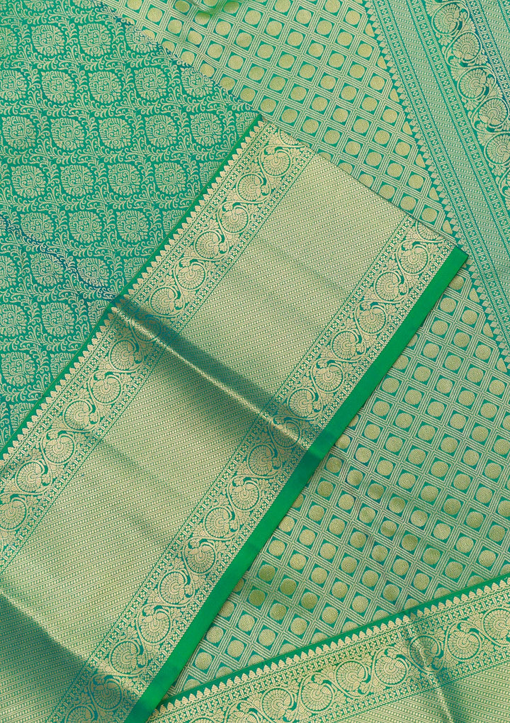 Green Zariwork Pure Silk Saree-Koskii