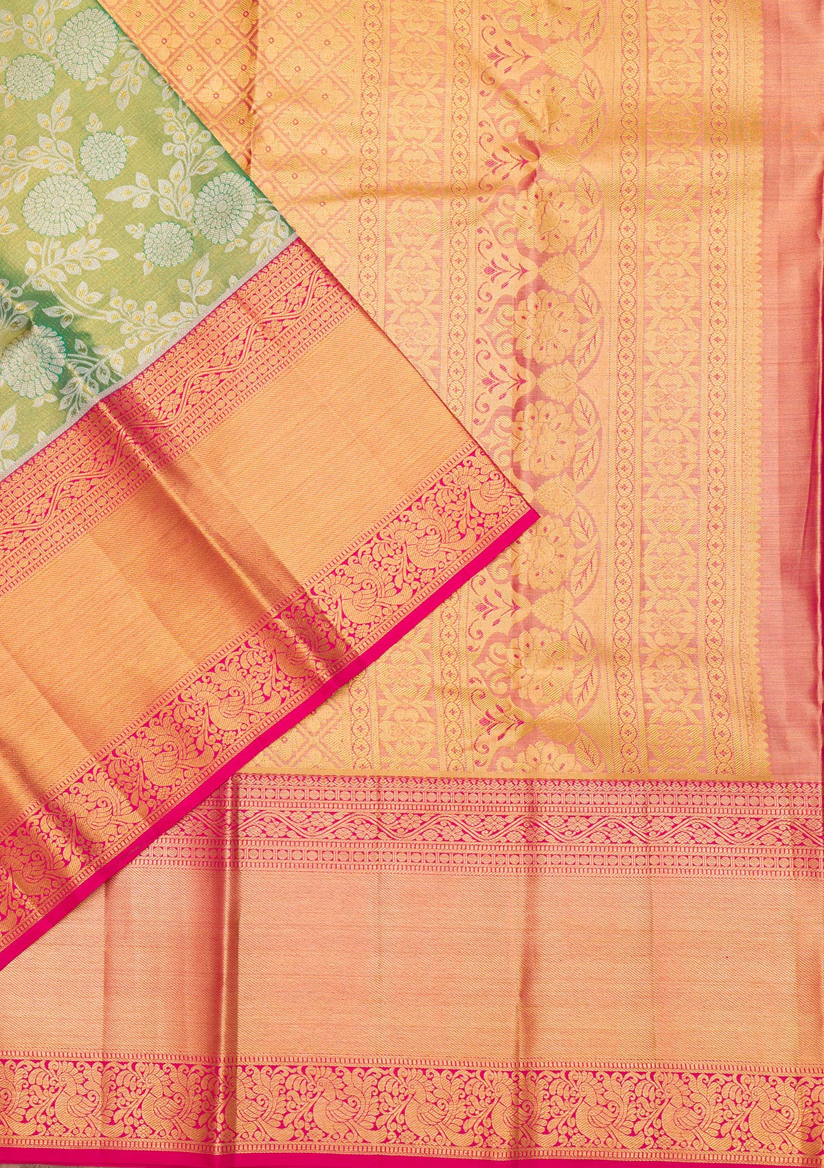 Green Zariwork Pure Silk Saree-Koskii