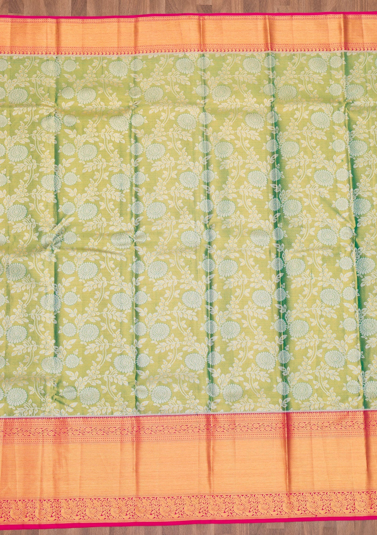 Green Zariwork Pure Silk Saree-Koskii