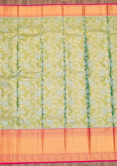 Green Zariwork Pure Silk Saree-Koskii