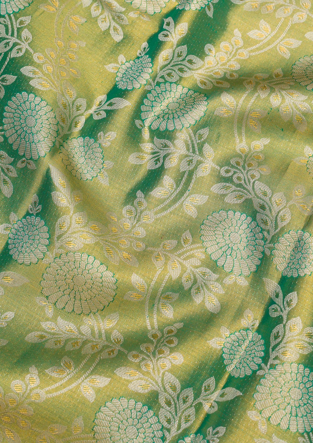 Green Zariwork Pure Silk Saree-Koskii