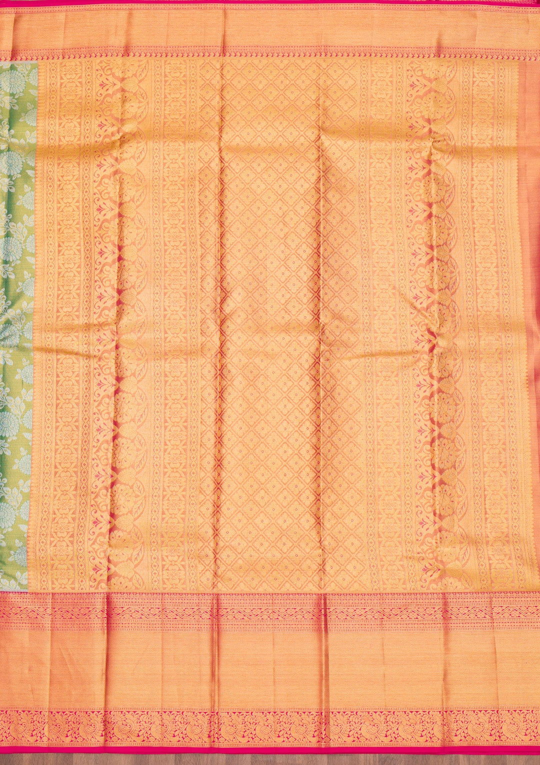 Green Zariwork Pure Silk Saree-Koskii