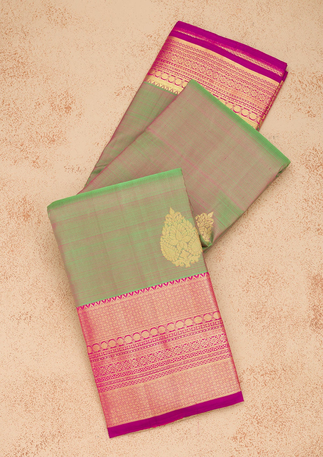 Green Zariwork Pure Silk Saree-Koskii