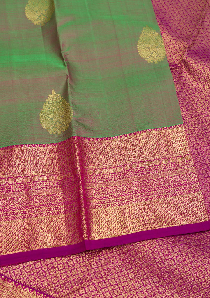 Green Zariwork Pure Silk Saree-Koskii