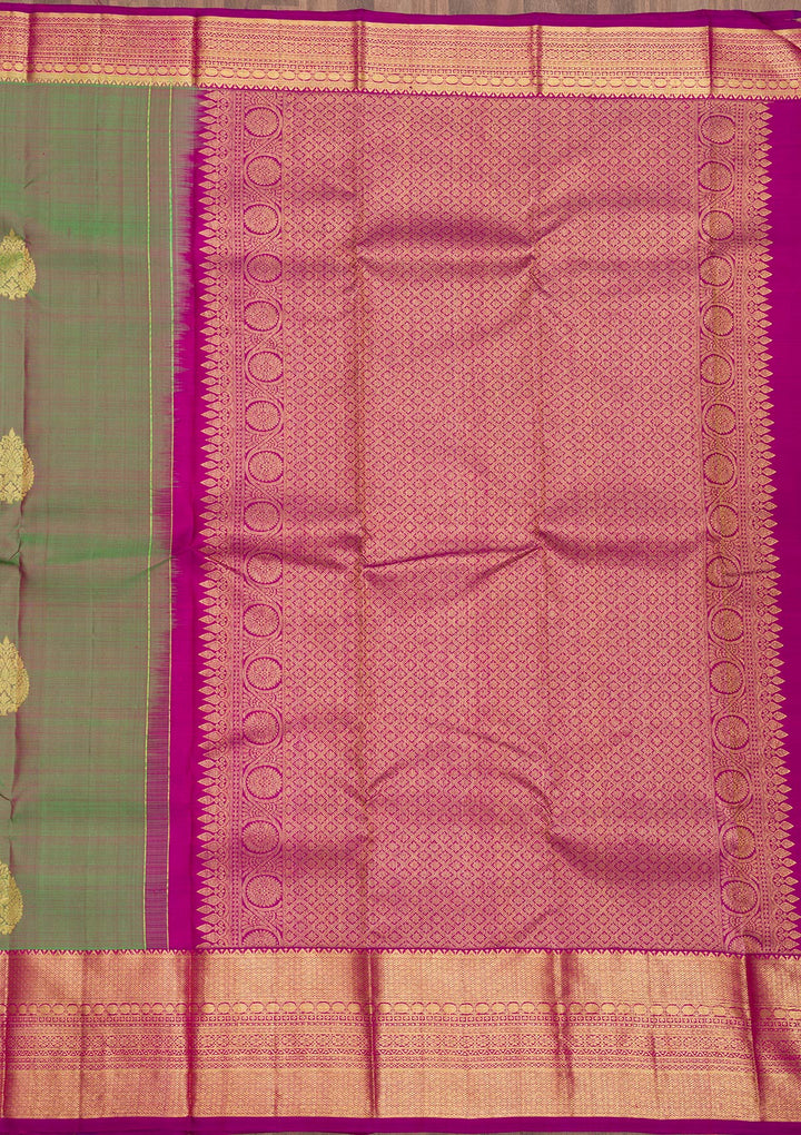 Green Zariwork Pure Silk Saree-Koskii