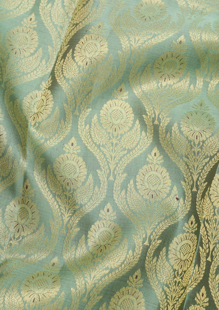 Green Zariwork Pure Silk Saree-Koskii