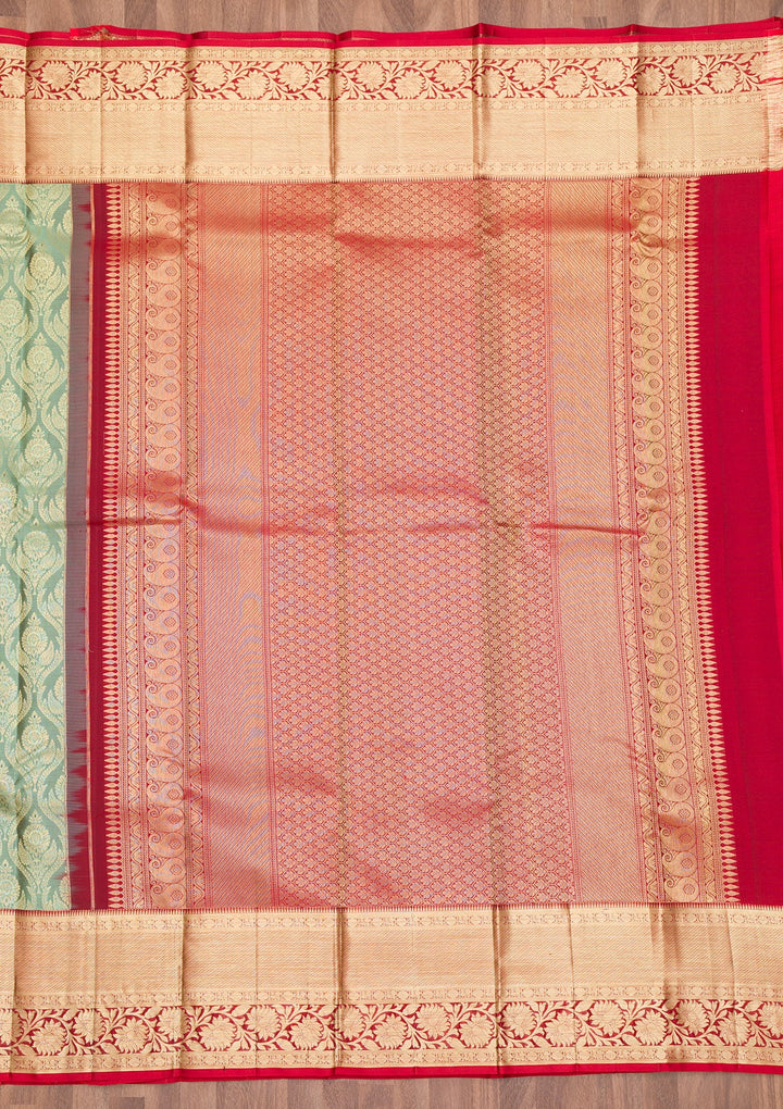 Green Zariwork Pure Silk Saree-Koskii