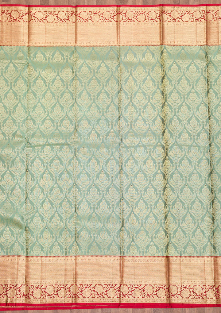 Green Zariwork Pure Silk Saree-Koskii