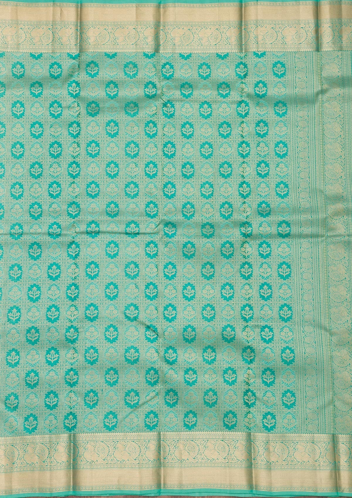 Sea Green Zariwork Pure Silk Saree-Koskii