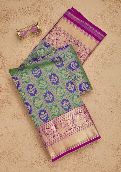 Green Zariwork Pure Silk Saree-Koskii