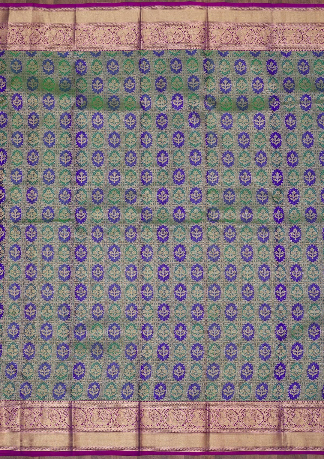 Green Zariwork Pure Silk Saree-Koskii