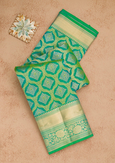 Green Zariwork Pure Silk Saree-Koskii