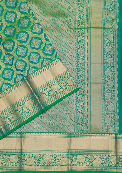 Green Zariwork Pure Silk Saree-Koskii