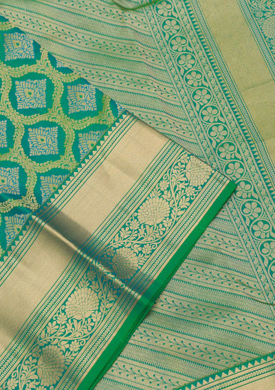 Green Zariwork Pure Silk Saree-Koskii