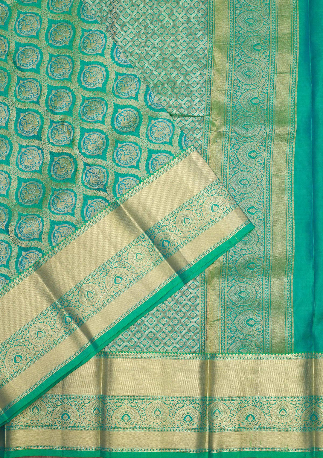 Green Zariwork Pure Silk Saree-Koskii