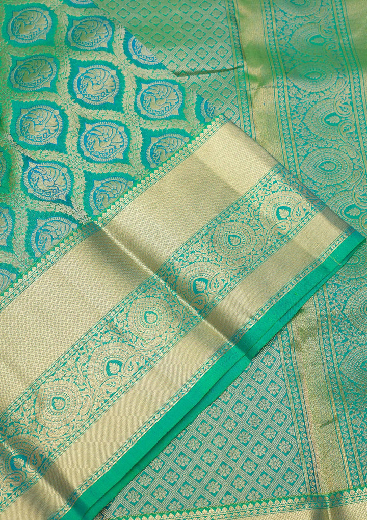 Green Zariwork Pure Silk Saree-Koskii