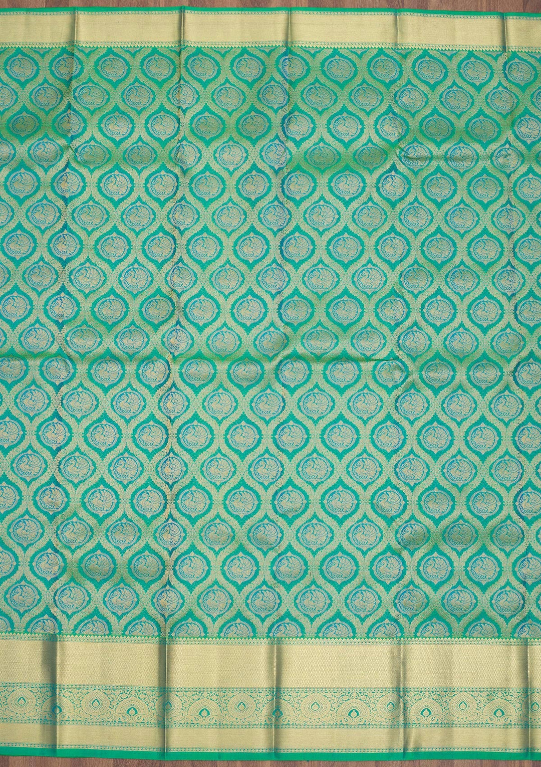 Green Zariwork Pure Silk Saree-Koskii