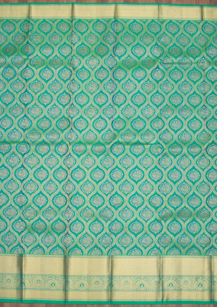 Green Zariwork Pure Silk Saree-Koskii