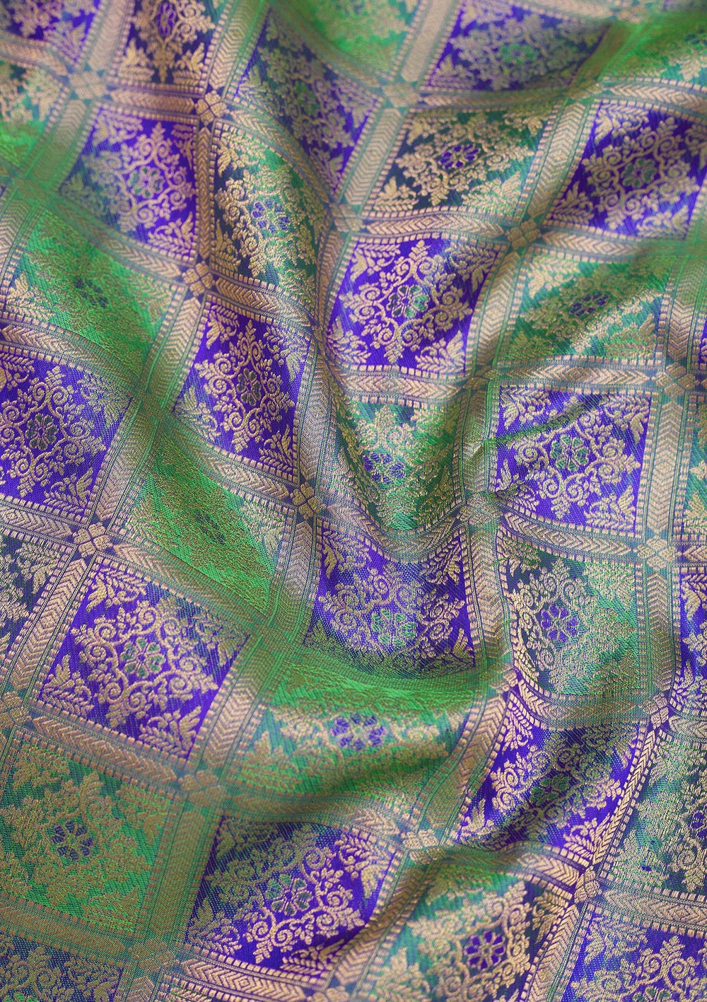 Green Zariwork Pure Silk Saree-Koskii