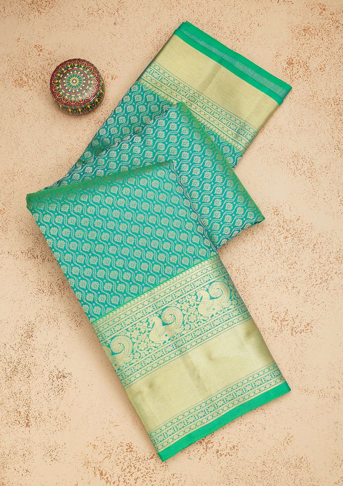 Green Zariwork Pure Silk Saree-Koskii