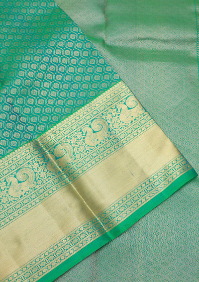 Green Zariwork Pure Silk Saree-Koskii