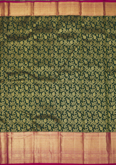 Green Zariwork Pure Silk Saree-Koskii