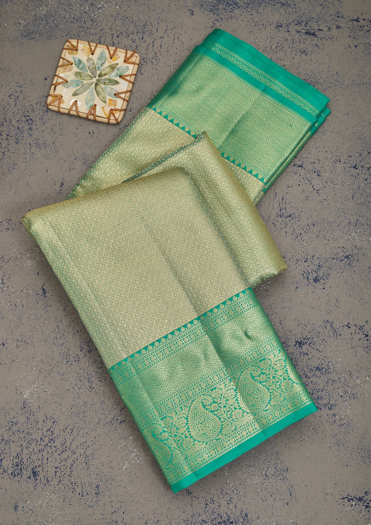 Green Zariwork Pure Silk Saree-Koskii