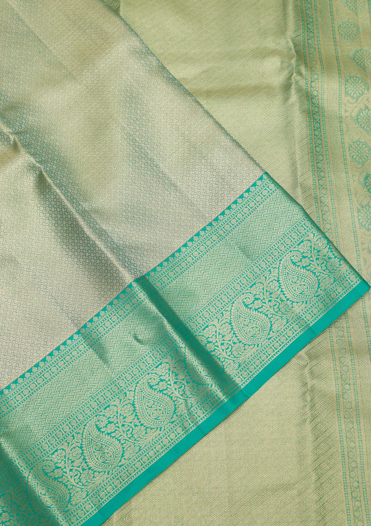 Green Zariwork Pure Silk Saree-Koskii