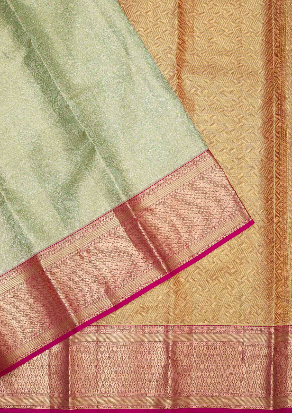 Green Zariwork Pure Silk Saree-Koskii