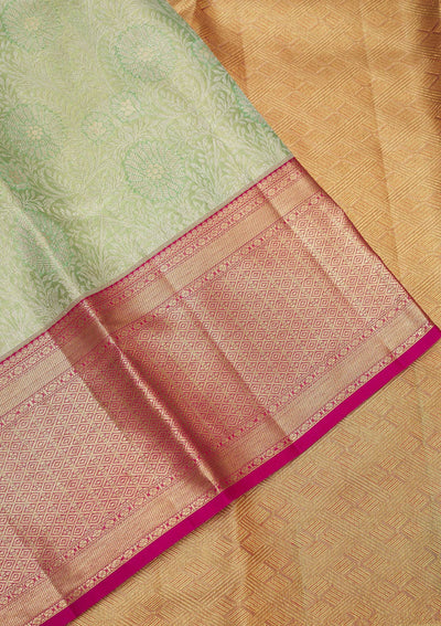 Green Zariwork Pure Silk Saree-Koskii