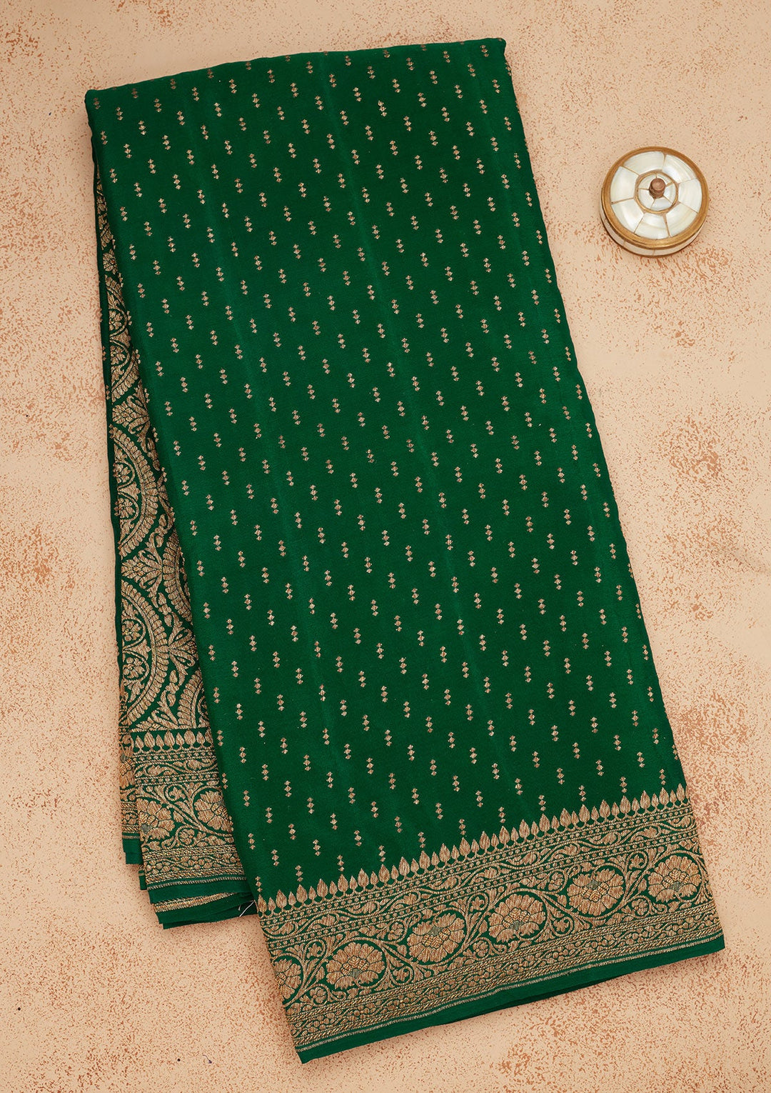 Green Zariwork Pure Silk Saree-Koskii