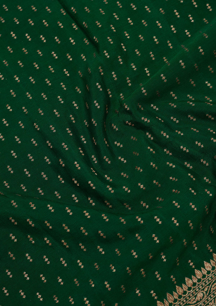 Green Zariwork Pure Silk Saree-Koskii